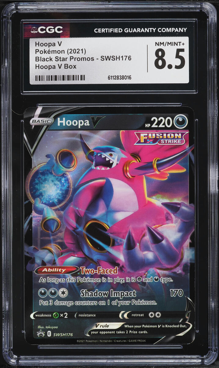 2021 Pokemon Sword & Shield Black Star Promo Hoopa V #SWSH176 CGC 8.5 NM-MT+