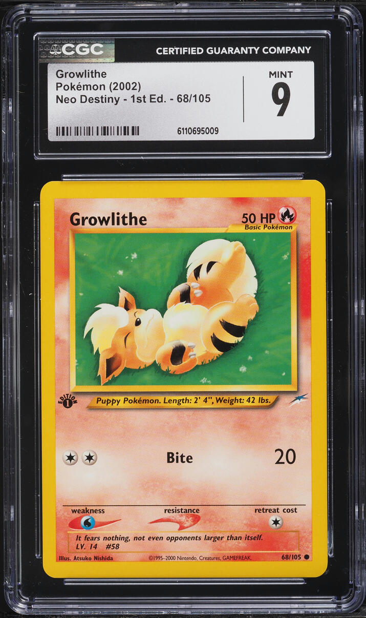 2002 Pokemon Neo Destiny 1st Edition Growlithe #68 CGC 9 MINT