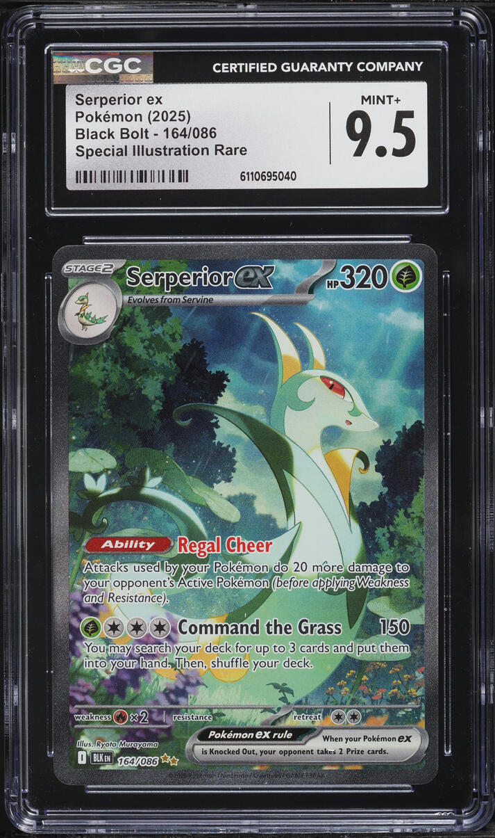 2025 Pokemon Scarlet & Violet Black Bolt SIR Serperior EX #164 CGC 9.5 MINT+