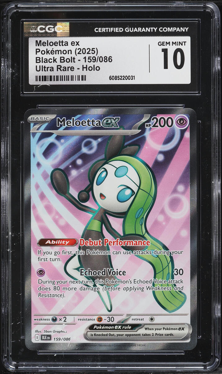 2025 Pokemon Scarlet & Violet Black Bolt Full Art Meloetta ex #159 CGC 10 GEM MINT