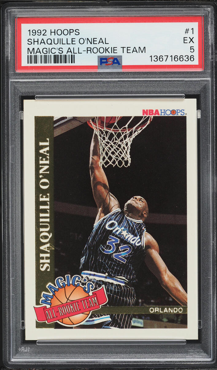 1992 Hoops Magics All-Rookie Team Shaquille O'Neal ROOKIE #1 PSA 5 EX