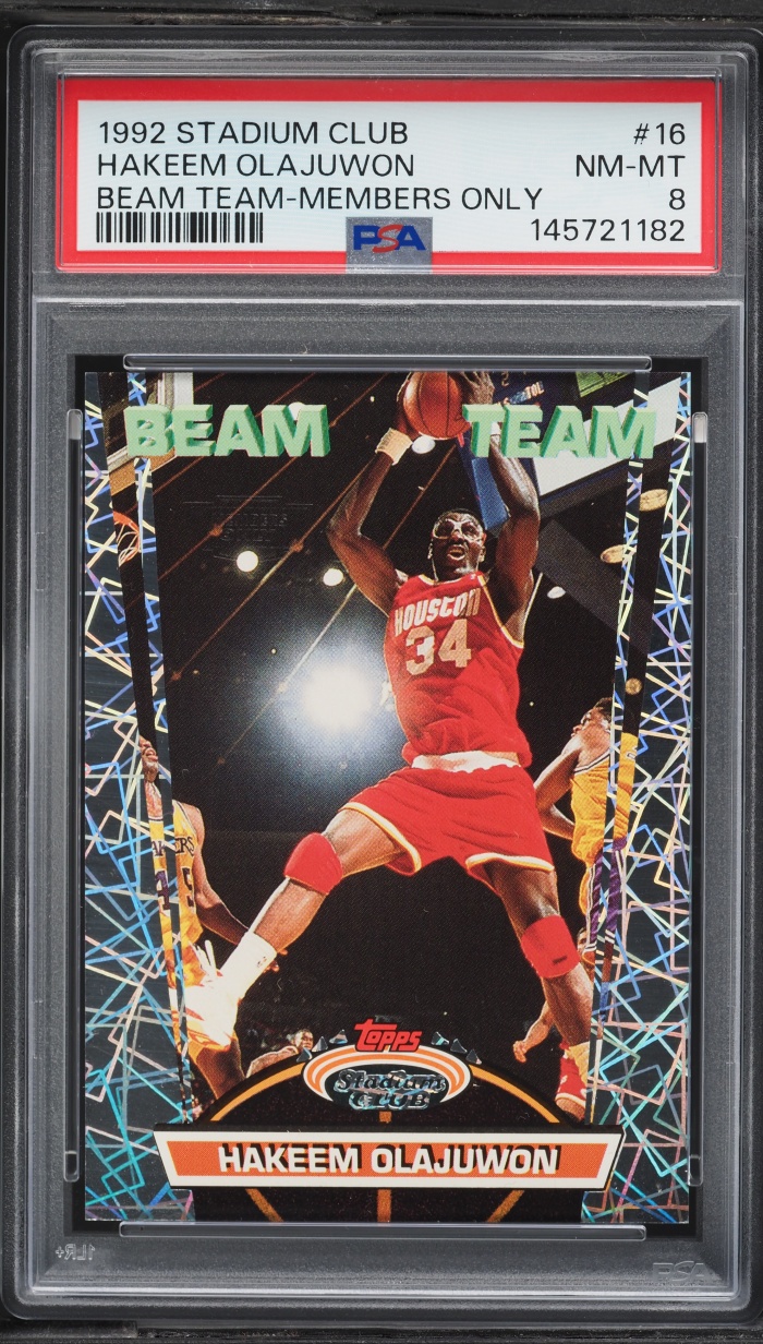 1992 Stadium Club Beam Team Members Only Hakeem Olajuwon #16 PSA 8 NM-MT