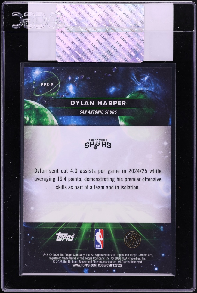 2025 Topps Chrome Cosmic Planetary Pursuit Sun Dylan Harper ROOKIE #PPS-9 CGC AUTH