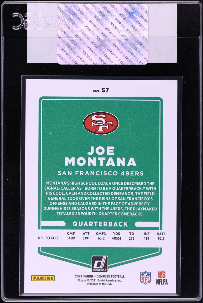 2021 Donruss Press Proof Premium Joe Montana #57 CGC AUTH