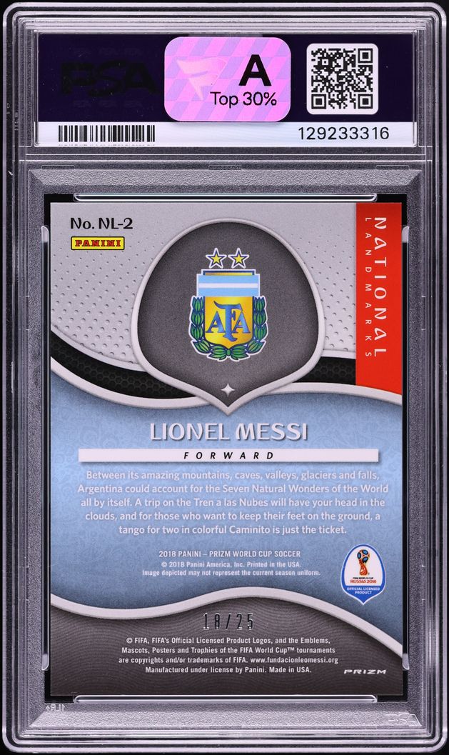 2018 Panini Prizm World Cup National Landmarks Mojo Lionel Messi /25 #NL-2 PSA 10 GEM MINT