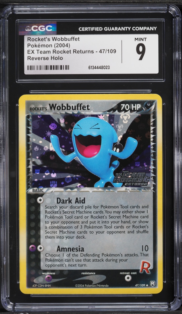 2004 Pokemon EX Rocket Returns Reverse Holo Rocket's Wobbuffet CGC 9 MINT