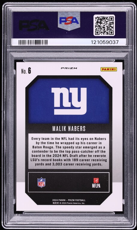 2024 Panini Prizm Emergent Green Ice Malik Nabers ROOKIE #6 PSA 9 MINT