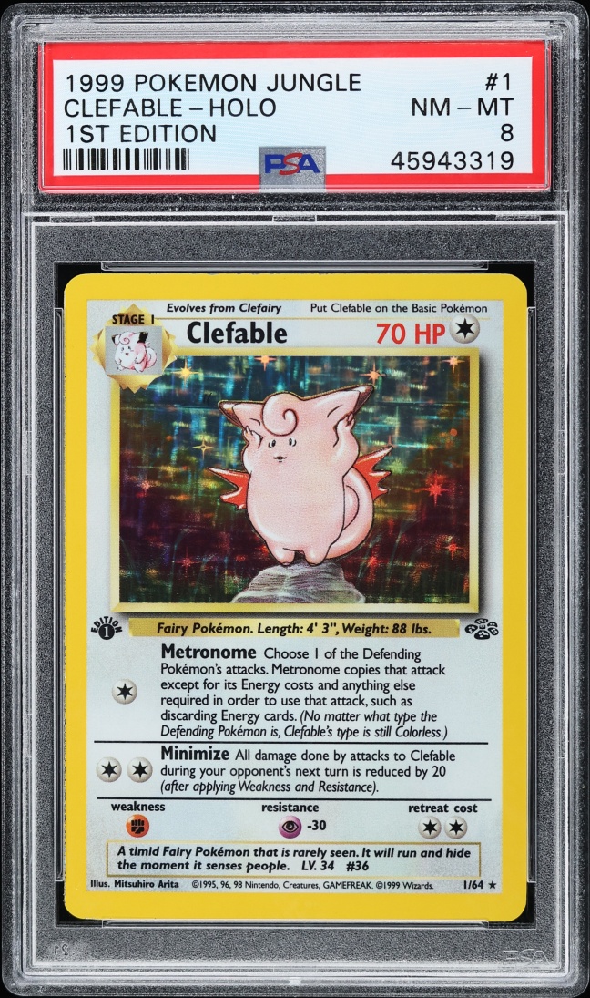 1999 Pokemon Jungle 1st Edition Holo Clefable #1 PSA 8 NM-MT