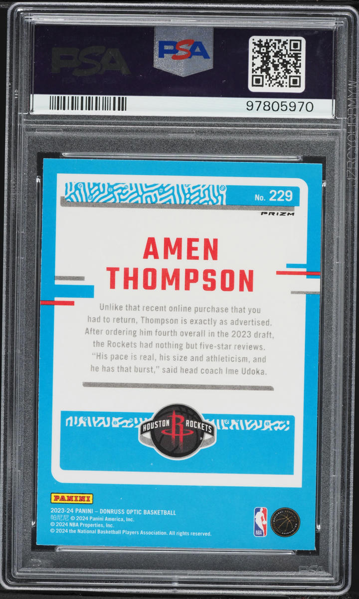 2023 Donruss Optic Hyper Green Amen Thompson ROOKIE #229 PSA 10 GEM MINT