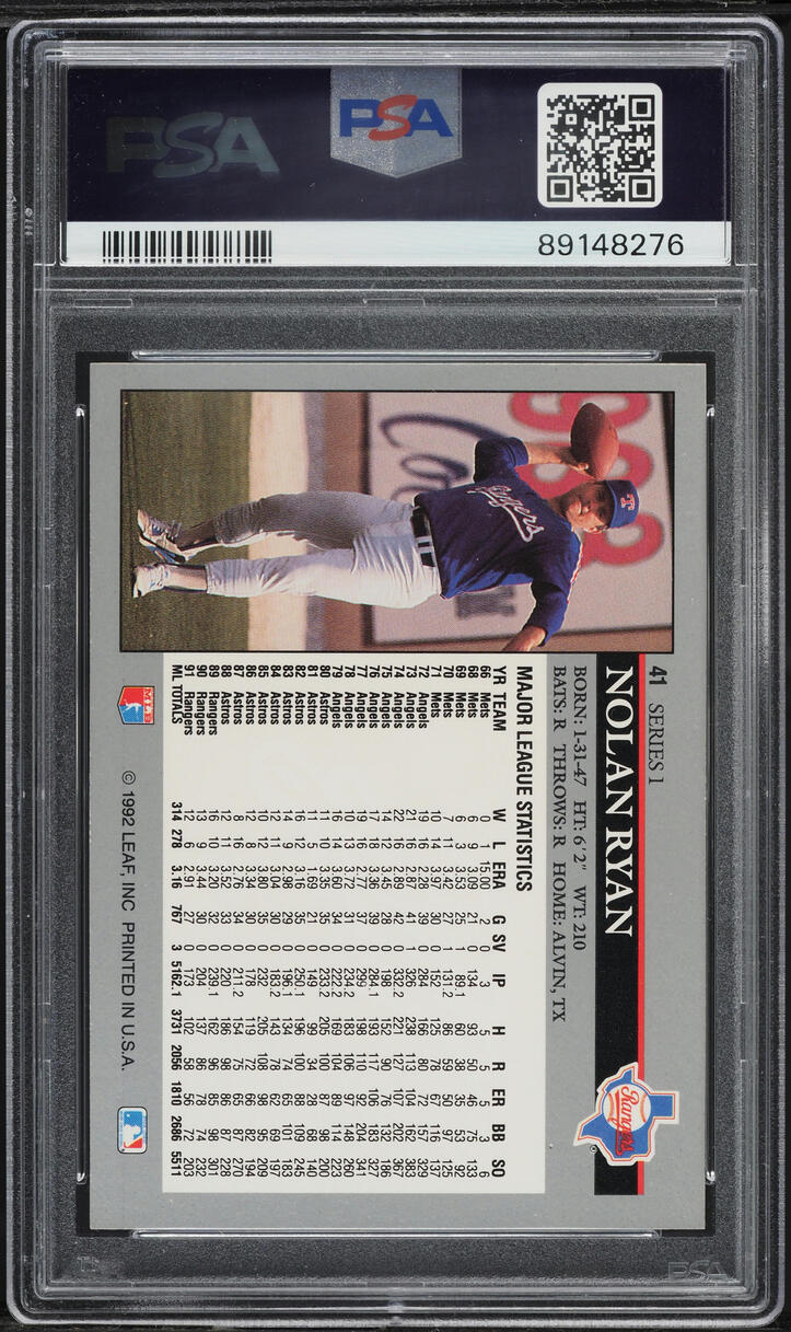 1992 Leaf Nolan Ryan #41 PSA 10 GEM MINT