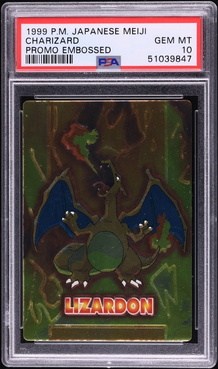 1999 Pokemon Japanese Meiji Promo Embossed Charizard PSA 10 GEM MINT