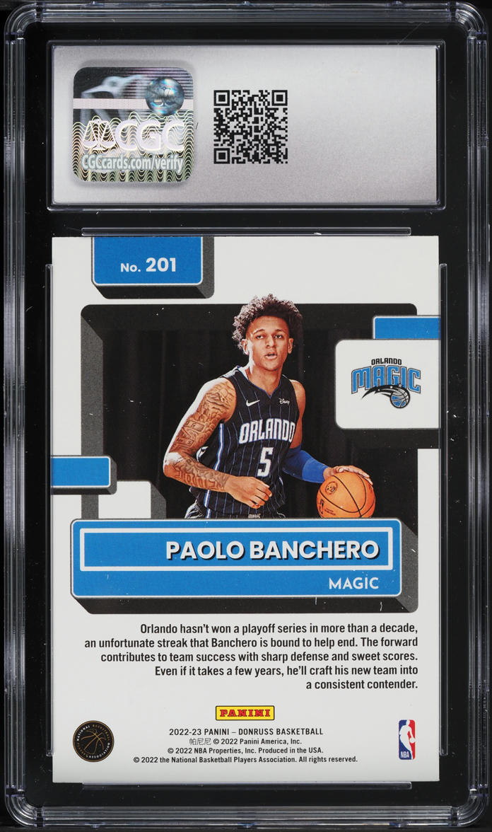 2022 Donruss Green Laser Paolo Banchero ROOKIE #201 CGC 9 MINT