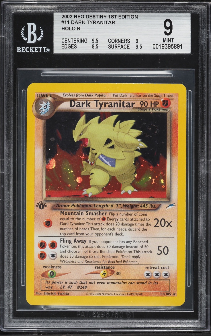 2002 Pokemon Neo Destiny 1st Edition Holo Dark Tyranitar #11 BGS 9 MINT