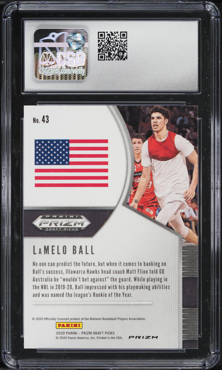 2020 Panini Prizm Draft Picks LaMelo Fast Break Ball ROOKIE #43 CSG 10 GEM MINT