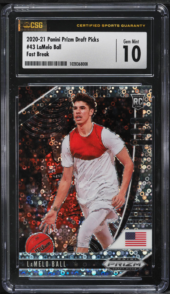 2020 Panini Prizm Draft Picks LaMelo Fast Break Ball ROOKIE #43 CSG 10 GEM MINT