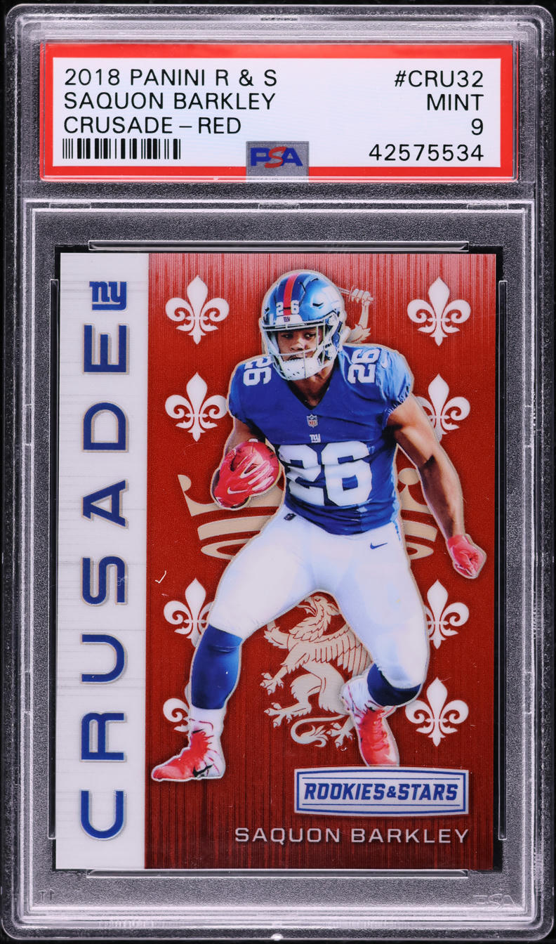 2018 Panini R & S Crusade Red Saquon Barkley ROOKIE /99 #CRU-32 PSA 9 MINT