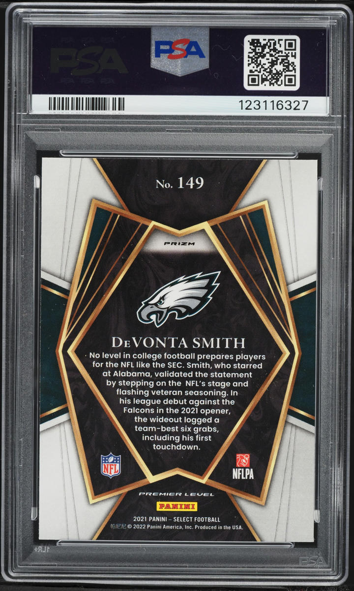 2021 Select Premier Level Silver Prizm DeVonta Smith ROOKIE #149 PSA 10 GEM MINT