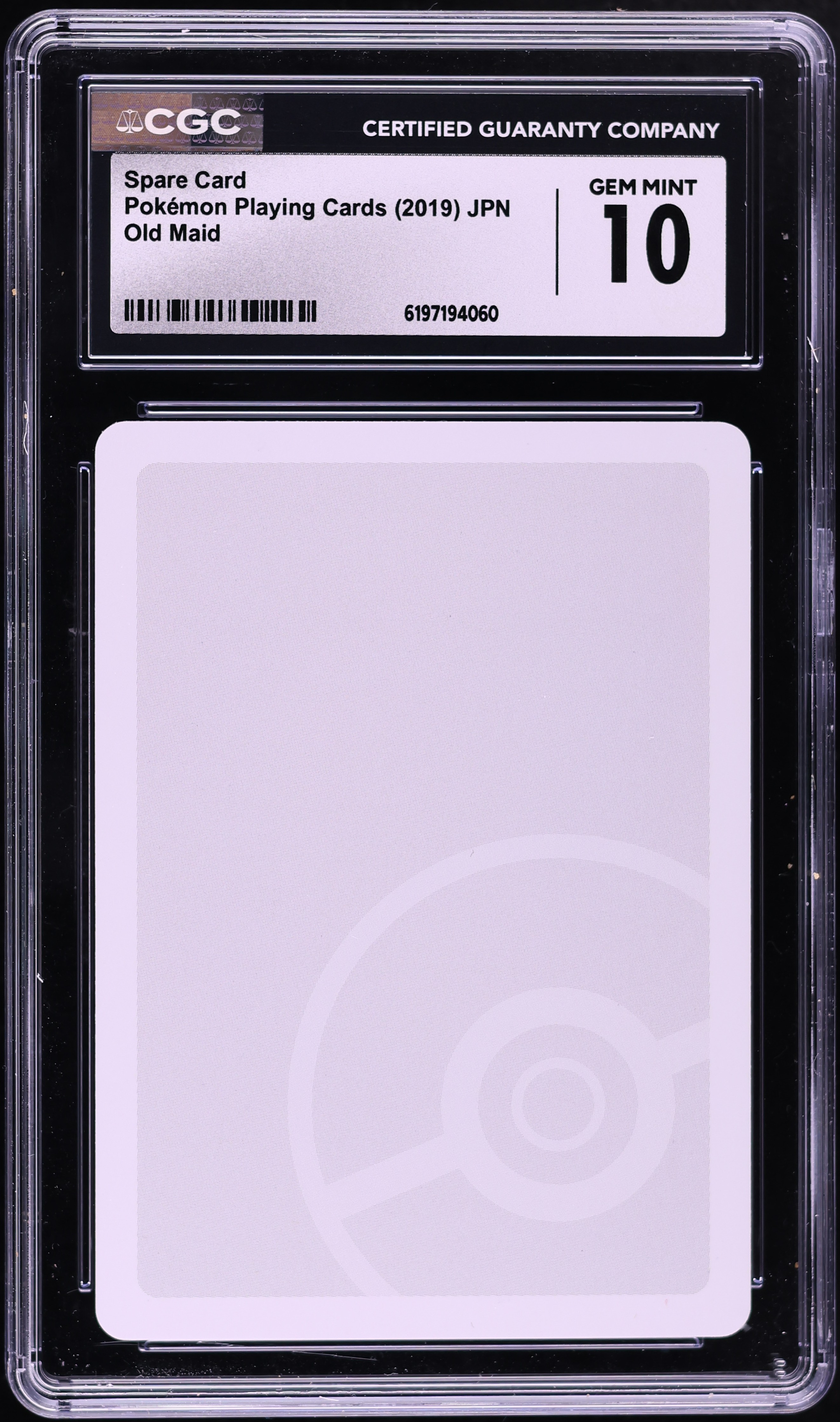 2019 Pokemon Japanese Playing Cards Old Maid Spare Card CGC 10 GEM MINT