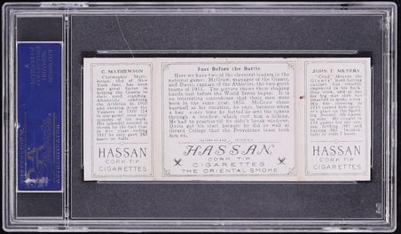 1912 T202 Hassan Christy Mathewson & Chief Meyers BEFORE THE BATTLE PSA 6 EXMT