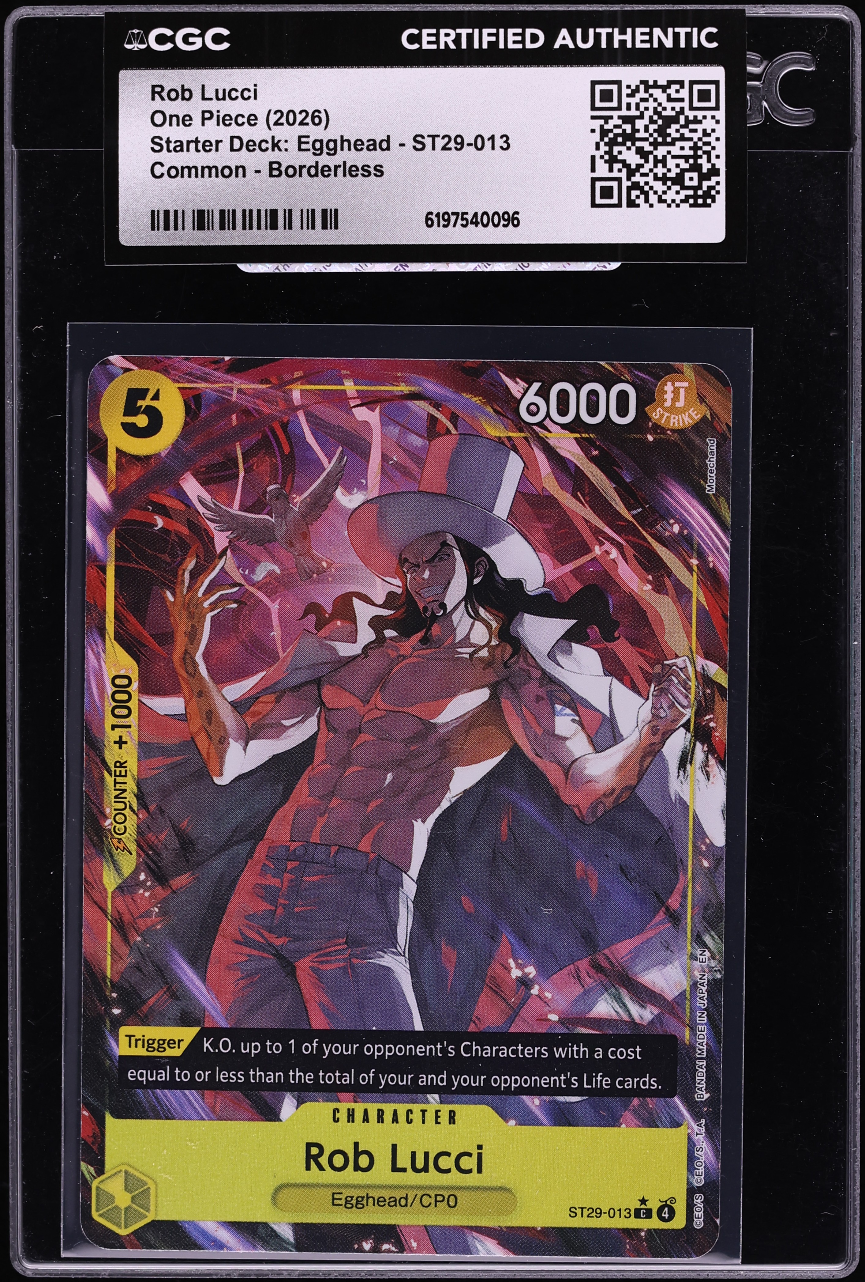 2026 One Piece Starter Deck Egghead Borderless Rob Lucci #ST29-013 CGC AUTH
