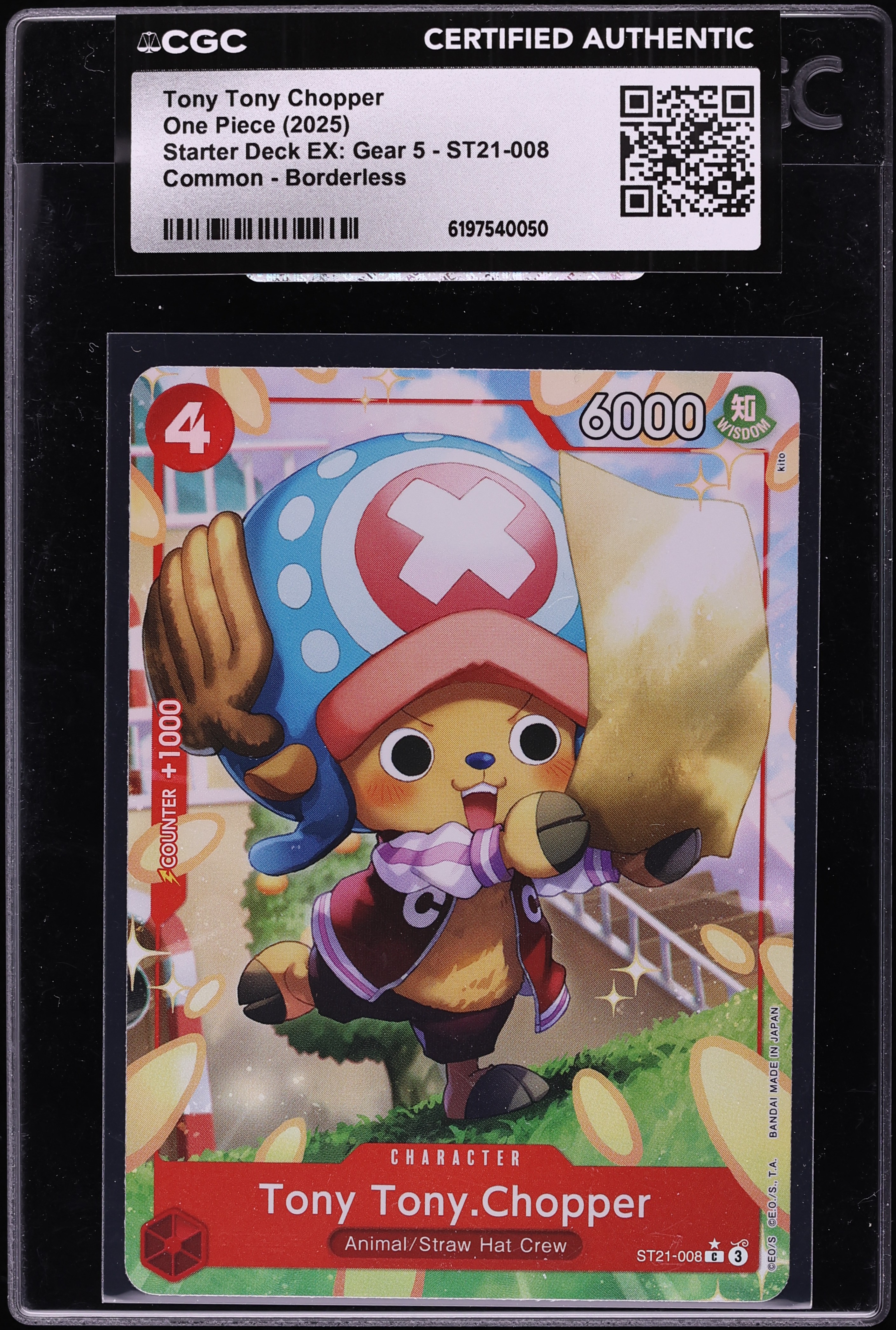2025 One Piece Starter Deck EX Gear 5 Borderless Tony Tony Chopper #ST21-008 CGC AUTH