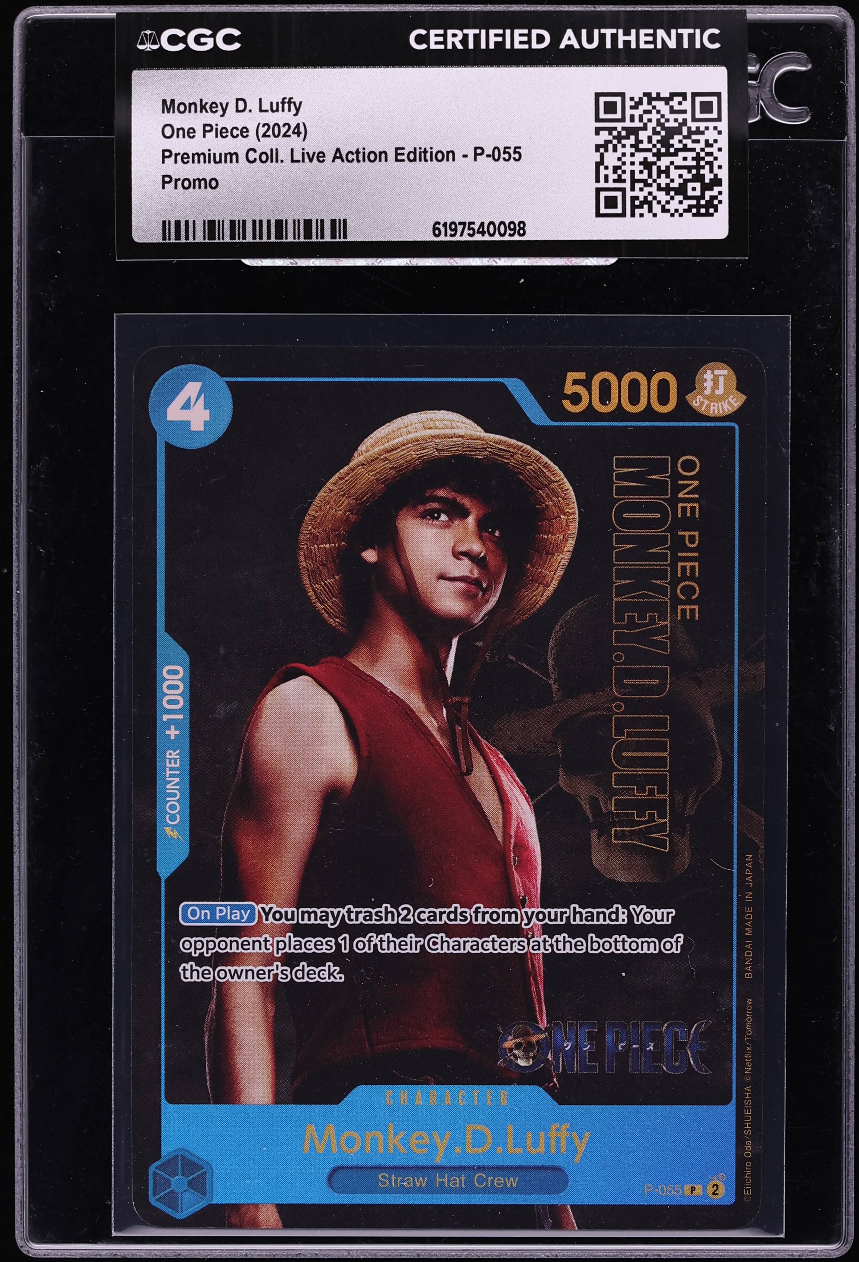 2024 One Piece Promo Premium Live Action Edition Monkey D. Luffy #P-055 CGC AUTH