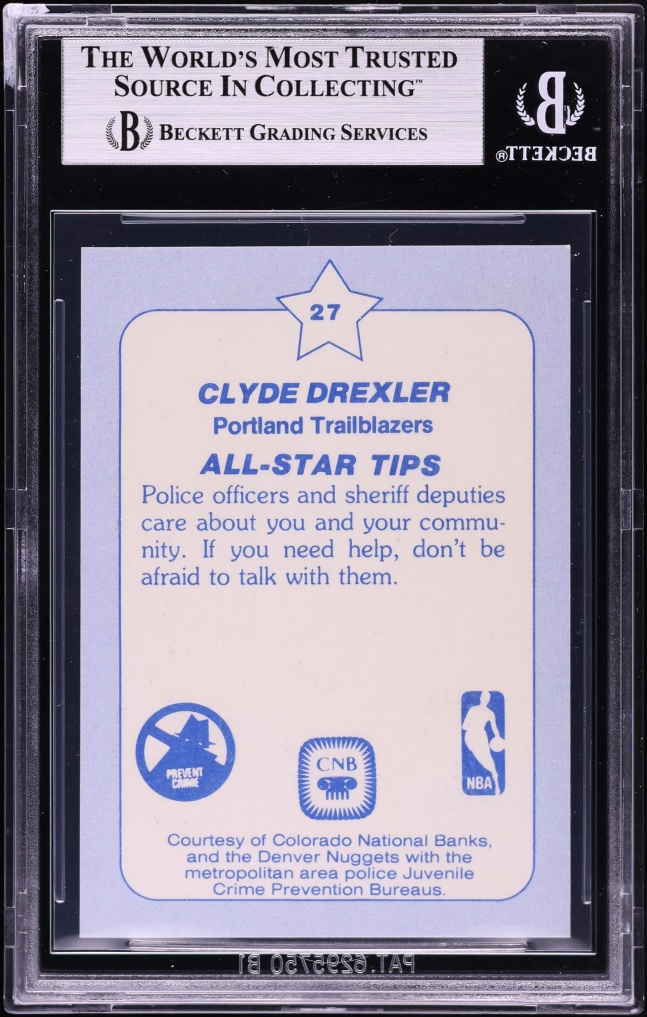 1984 Star All-Star Game Denver Police Clyde Drexler ROOKIE #27 BGS 9 MINT