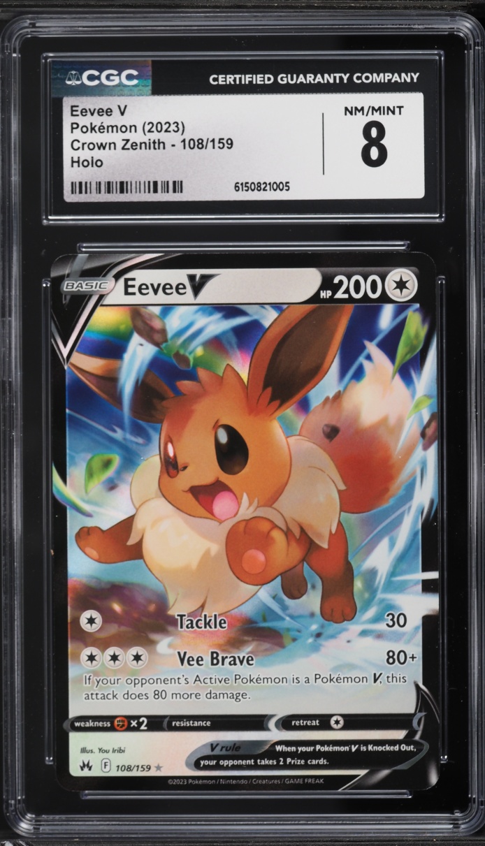 2023 Pokemon Sword & Shield Crown Zenith Full Art Eevee V #108 CGC 8 NM-MT