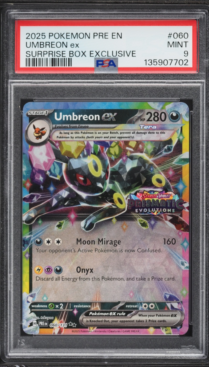 2025 Pokemon Scarlet & Violet Prismatic Evolutions Surprise Box Umbreon ex #60 PSA 9 MINT
