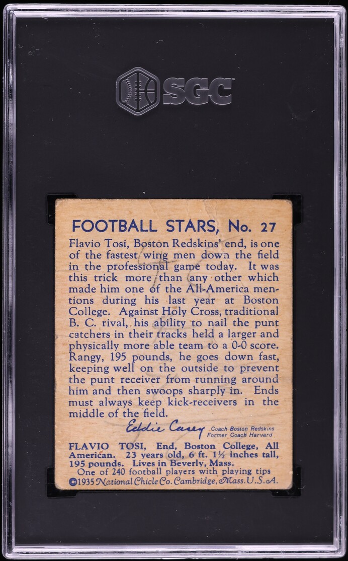 1935 National Chicle Football Bull Tosi #27 SGC 1 PR