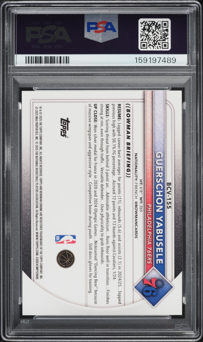 2025 Bowman Chrome Black Geometric Guerschon Yabusele /10 #BCV-155 PSA 10 GEM MINT