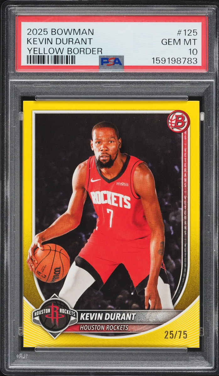2025 Bowman Yellow Border Kevin Durant /75 #125 PSA 10 GEM MINT