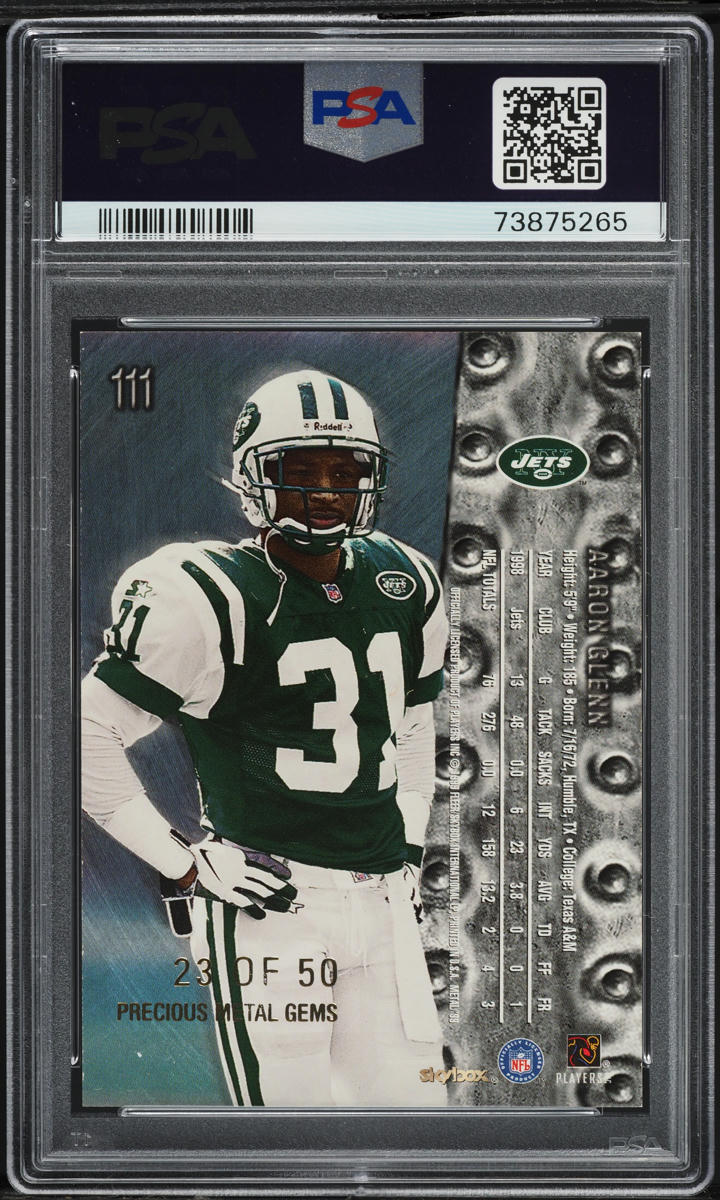1999 Metal Universe Precious Metal Gems PMG Aaron Glenn /50 #111 PSA 7 NRMT