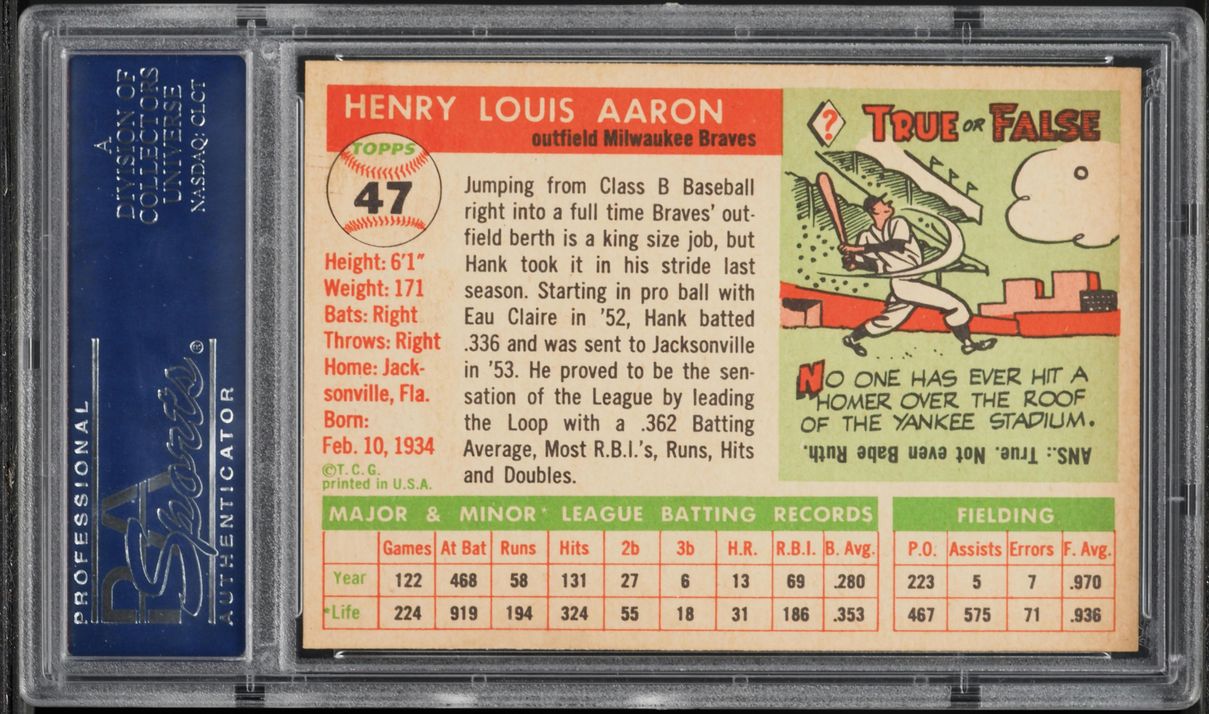 1955 Topps Hank Aaron #47 PSA 8 NM-MT