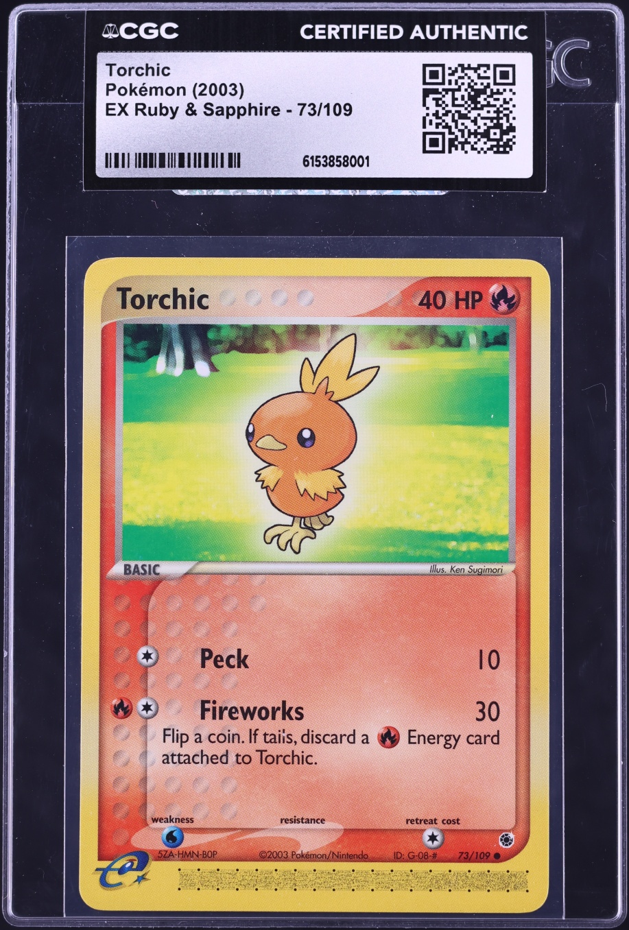 2003 Pokemon EX Ruby & Sapphire Torchic #73 CGC AUTH