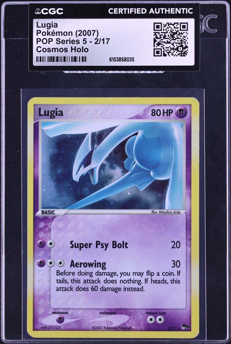 2007 Pokemon POP Series 5 Cosmos Holo Lugia #2 CGC AUTH