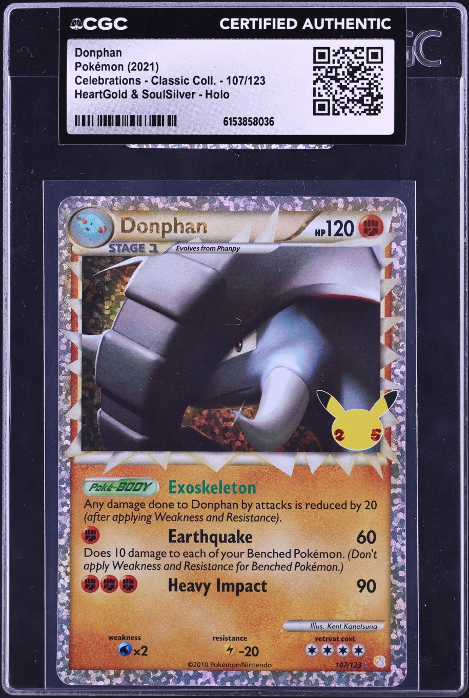 2021 Pokemon Sword & Shield Celebrations Holo Donphan #107 CGC AUTH