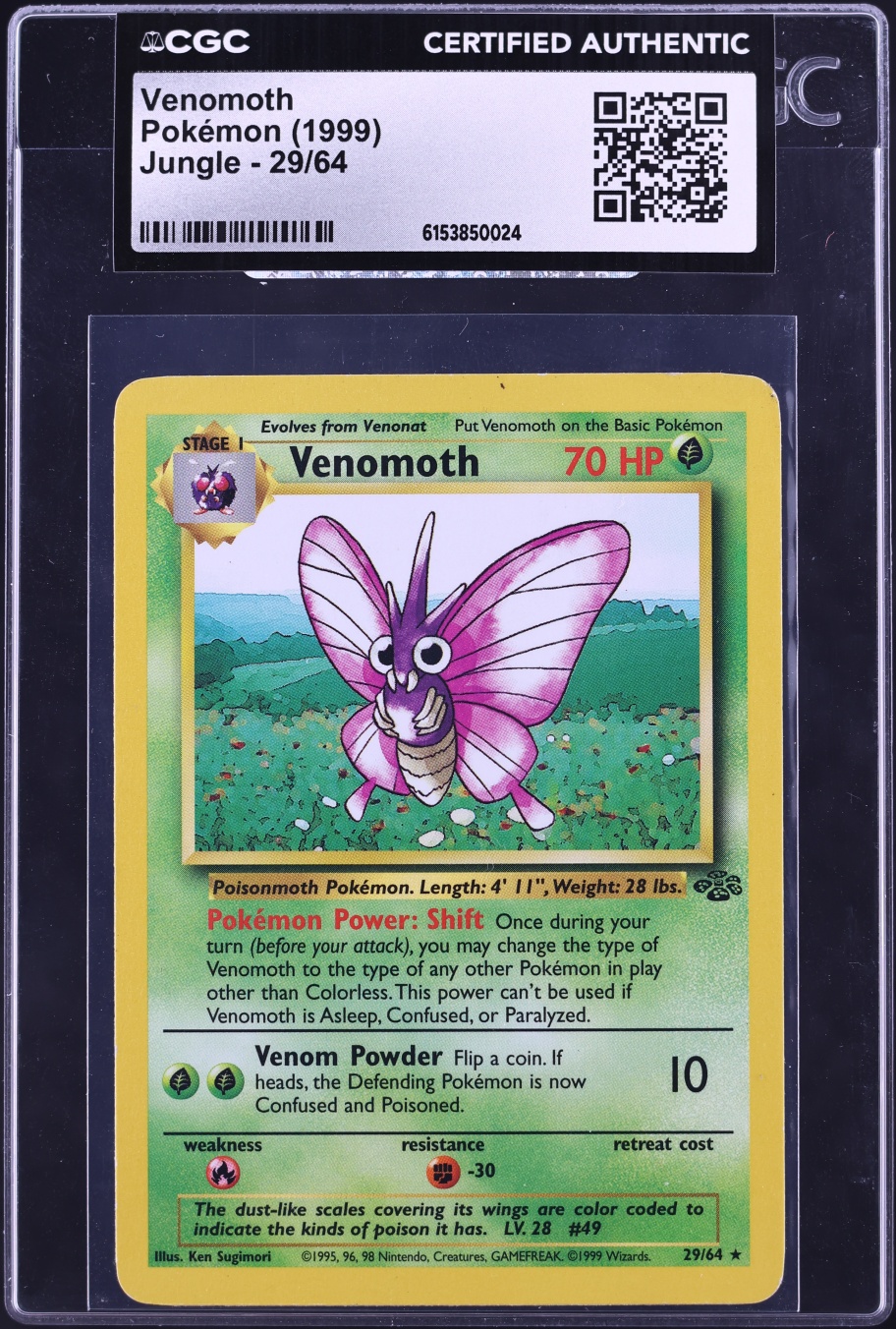 1999 Pokemon Jungle Venomoth #29 CGC AUTH
