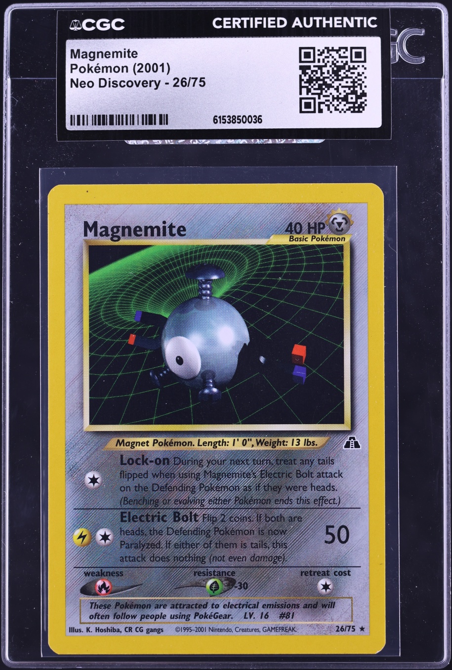2001 Pokemon Neo Discovery Magnemite #26 CGC AUTH