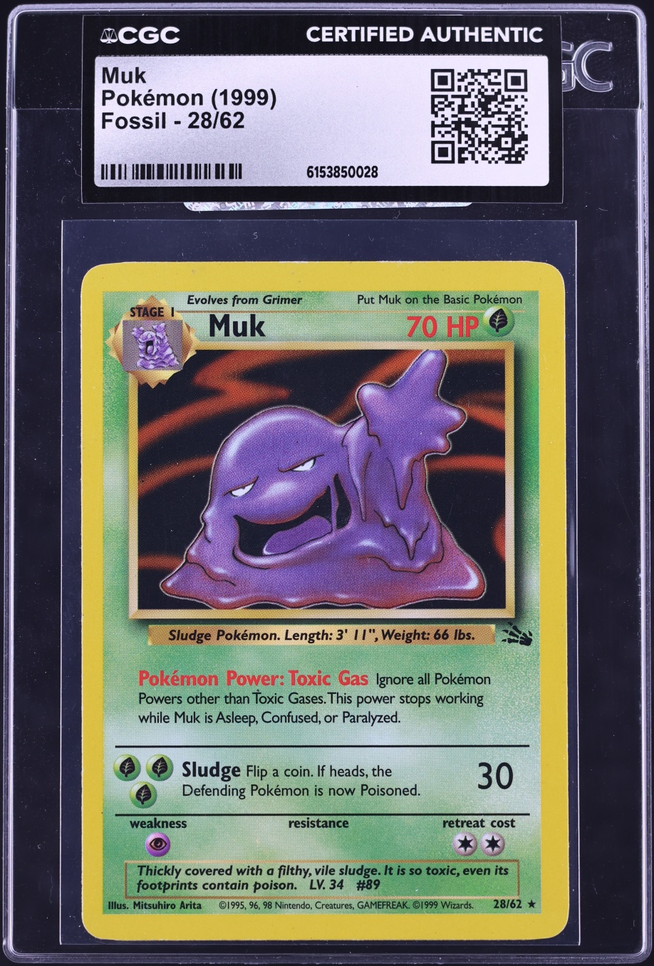 1999 Pokemon Fossil Muk #28 CGC AUTH