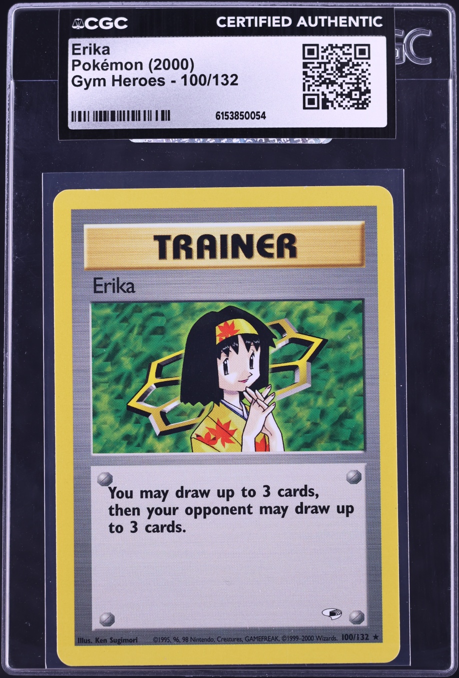 2000 Pokemon Gym Heroes Erika #100 CGC AUTH