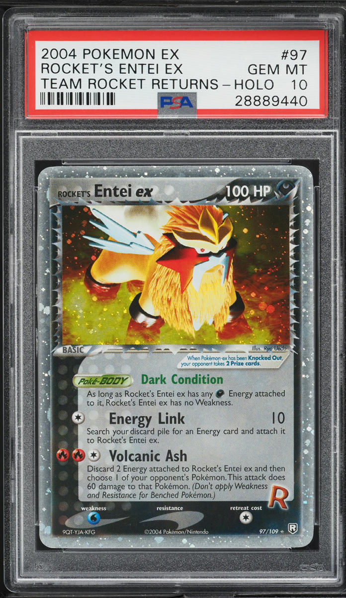 2004 Pokemon EX Team Rocket Returns Holo Rocket's Entei ex #97 PSA 10 GEM MINT