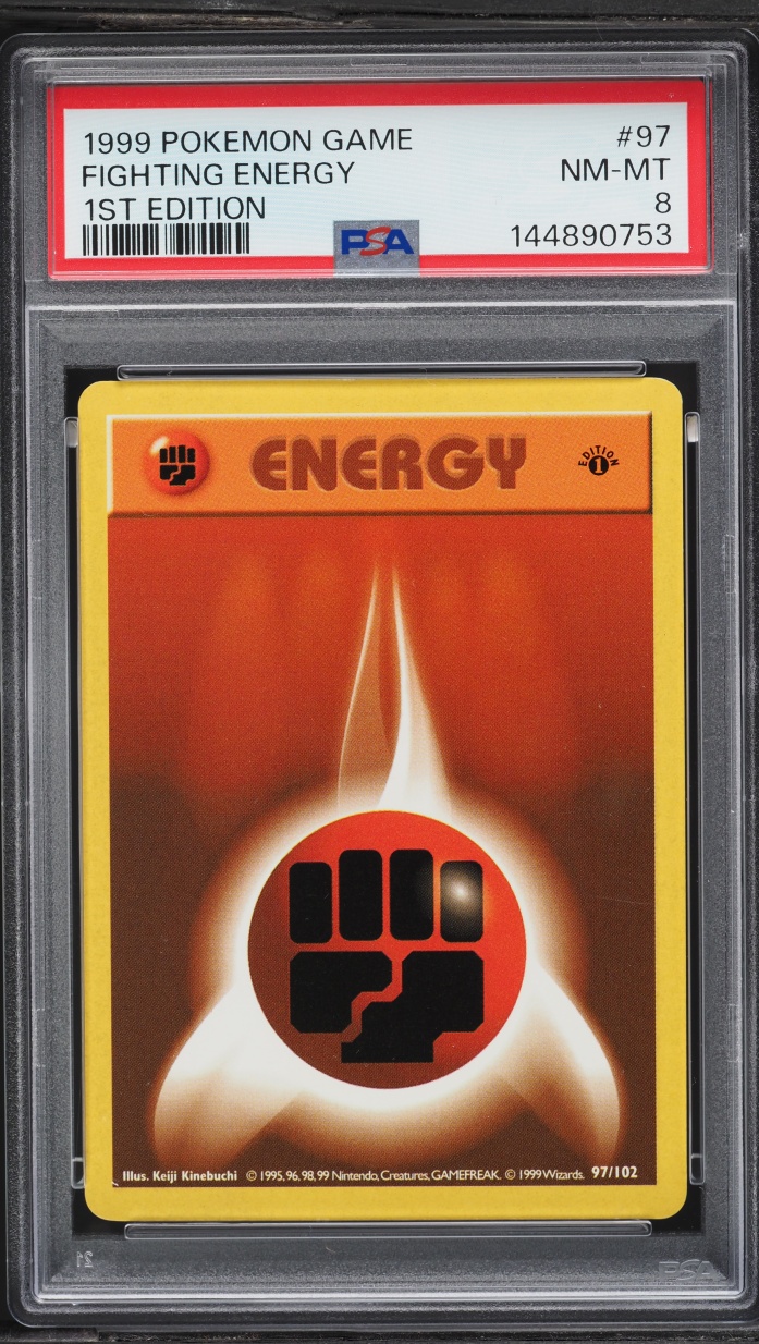 1999 Pokemon Base Set Shadowless 1st Edition Fighting Energy #97 PSA 8 NM-MT