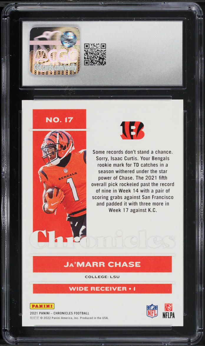 2021 Panini Chronicles Ja'Marr Chase ROOKIE #17 CGC 9 MINT