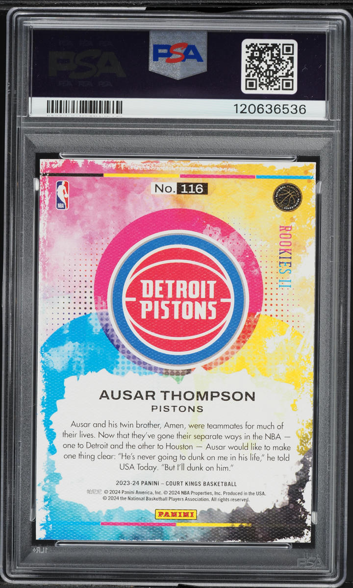 2023 Panini Court Kings Ausar Thompson ROOKIE #116 PSA 10 GEM MINT
