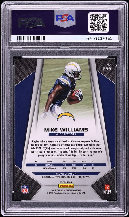 2017 Panini Prizm Mike Williams ROOKIE #239 PSA 9 MINT