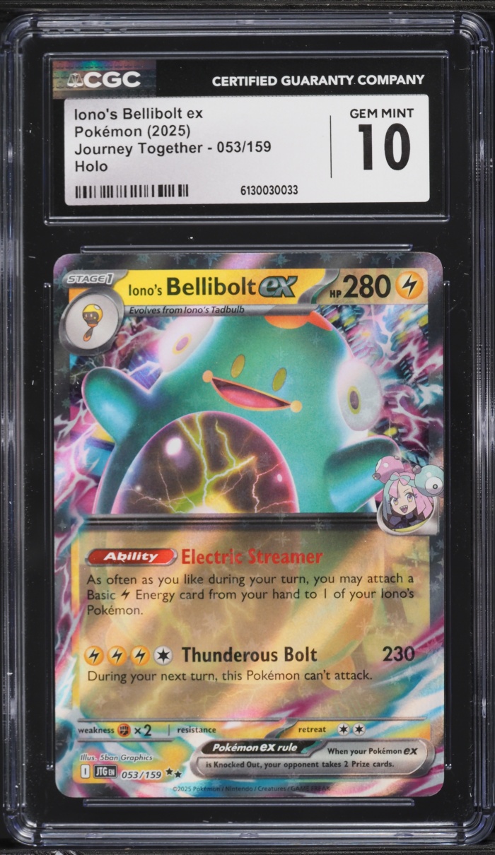 2025 Pokemon Scarlet & Violet Journey Together Holo Iono's Bellibolt ex #53 CGC 10 GEM MINT