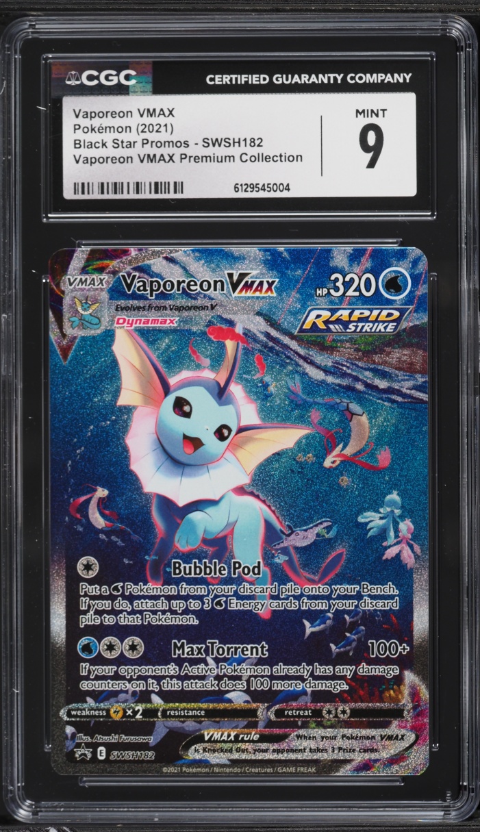 2021 Pokemon Sword & Shield Promo Premium Collection Alt Art Vaporeon VMAX #SWSH182 CGC 9 MINT
