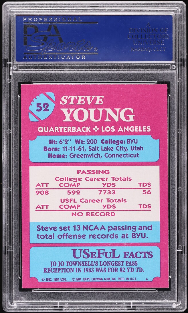1984 Topps USFL Football Steve Young ROOKIE #52 PSA 9 MINT