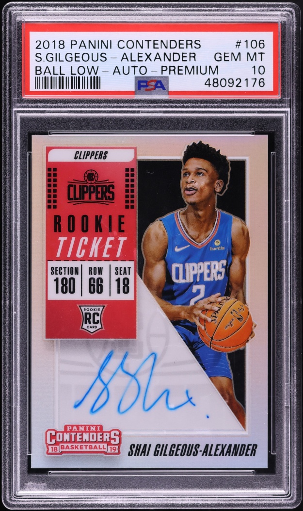 2018 Panini Contenders Premium Shai Gilgeous-Alexander ROOKIE AUTO #106 PSA 10 GEM MINT